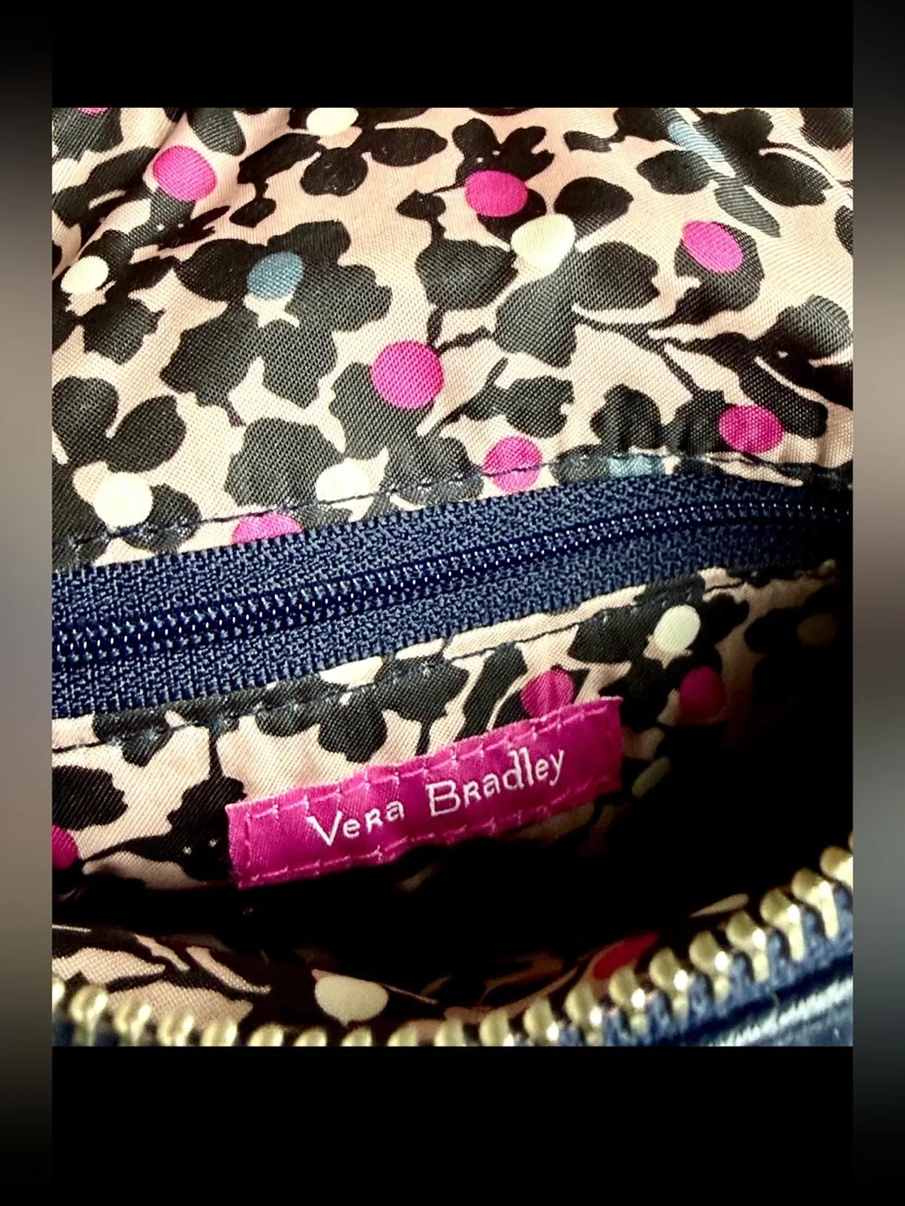 Vera Bradley Quilted Black Mailbag Messenger